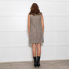 Sandro Beige Blue Tweed Diamante Neck Sleeveless Dress