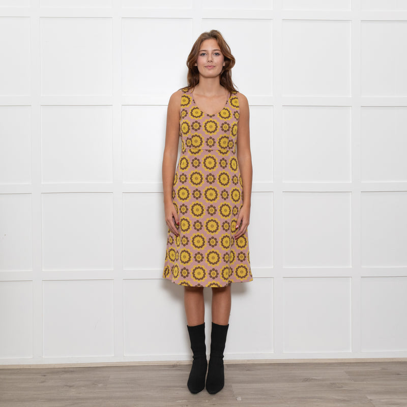 Kate Spade Pink Yellow Floral Knitted Sleeveless Dress