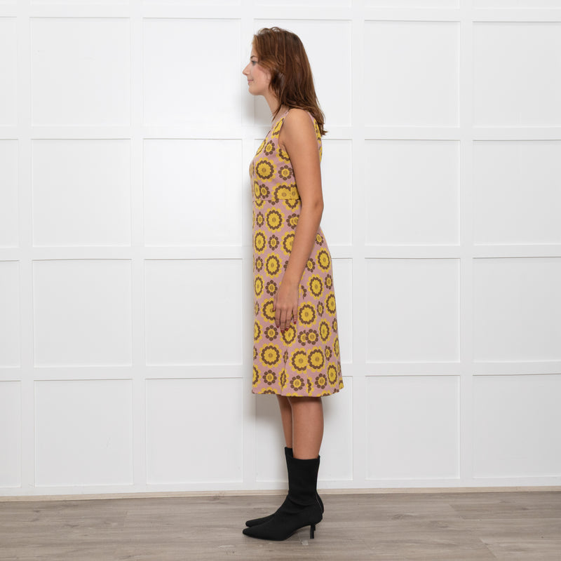 Kate Spade Pink Yellow Floral Knitted Sleeveless Dress