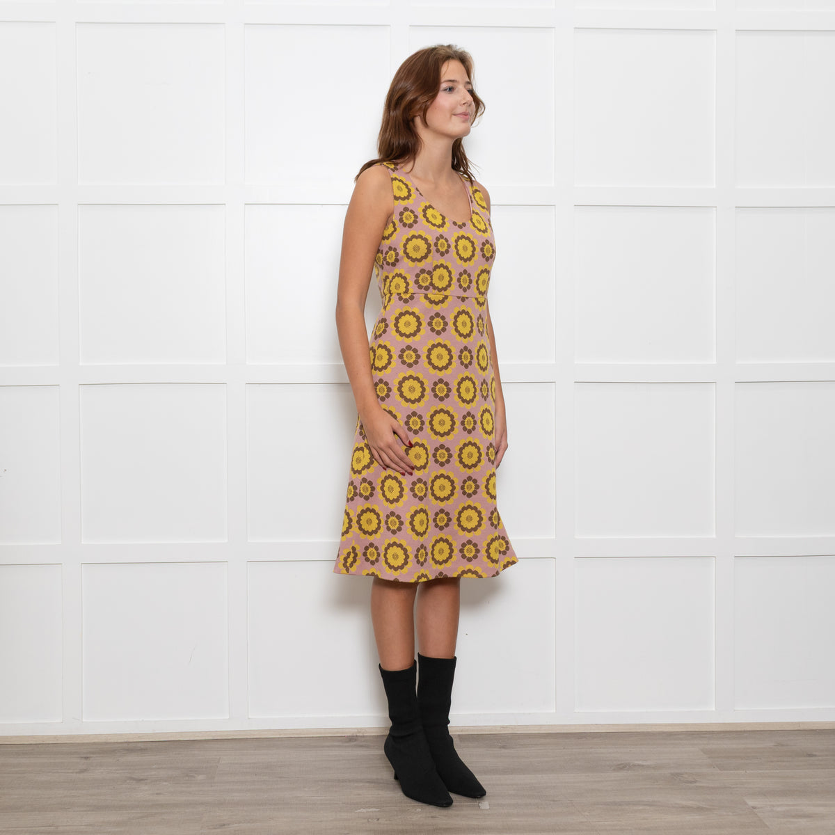 Kate Spade Pink Yellow Floral Knitted Sleeveless Dress