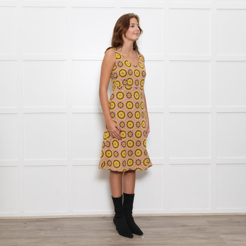 Kate Spade Pink Yellow Floral Knitted Sleeveless Dress