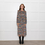 Stine Goya Multi Coloured Floral Devore Midi Dress