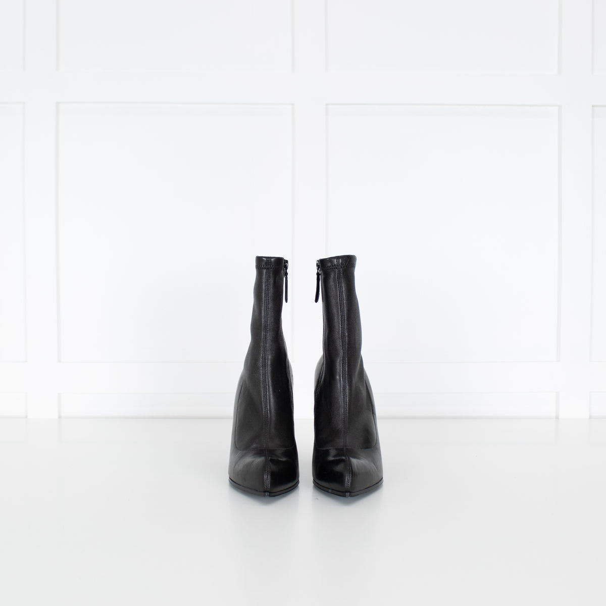 Alexander McQueen Black Leather Pull On Sock Boots