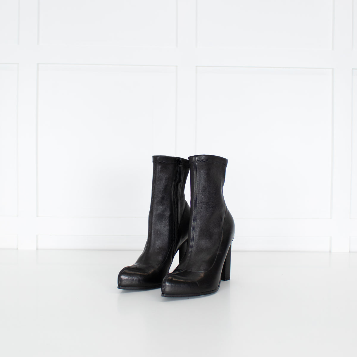 Alexander McQueen Black Leather Pull On Sock Boots