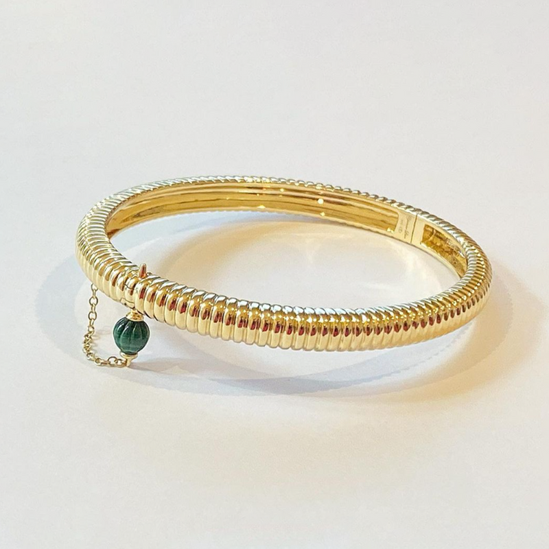 Yvonne Leon 9ct Gold Malachite Berlingot Bracelet