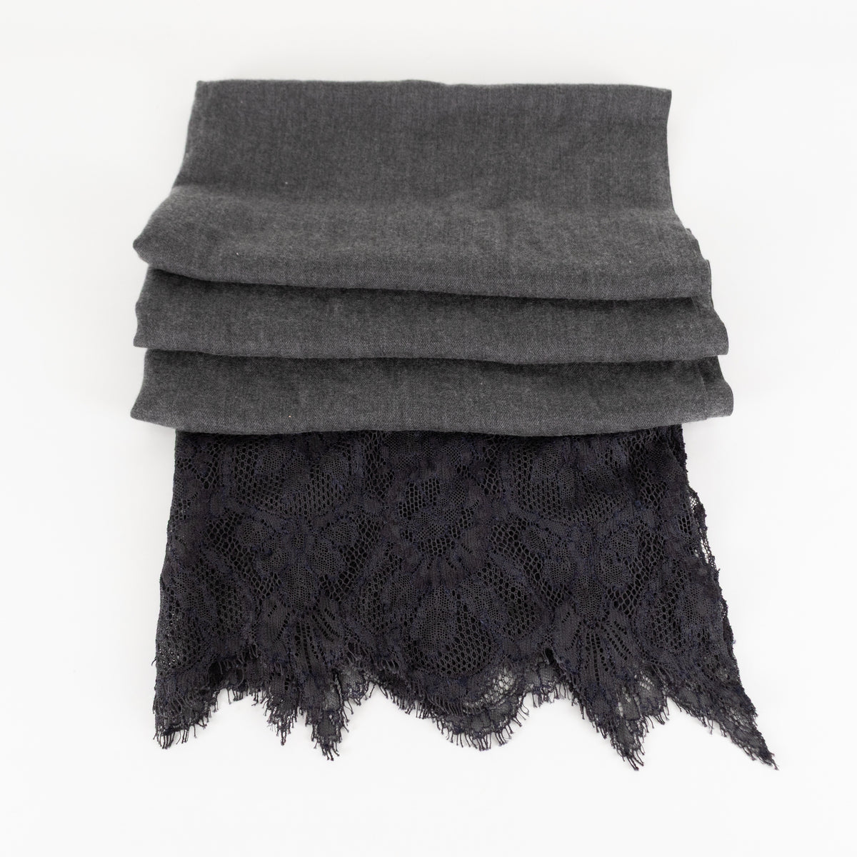 Valentino Garavani Grey Lace-Trim Cashmere Mix Scarf - Image 4