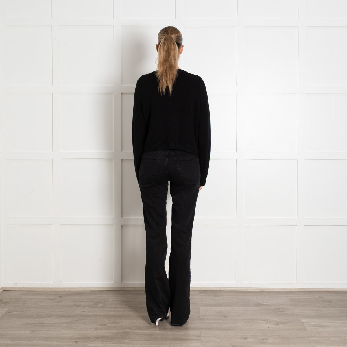 Velvet by Graham & Spencer Black Cotton Cashmere Blend Thick Knit Cardigan - UK 12 - Image 5