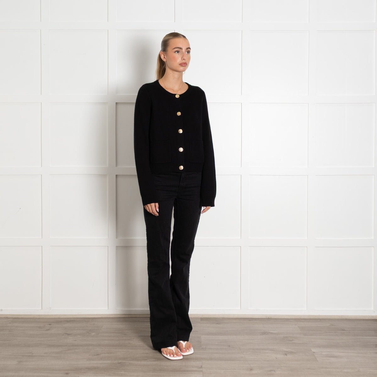 Velvet by Graham & Spencer Black Cotton Cashmere Blend Thick Knit Cardigan - UK 12 - Image 7