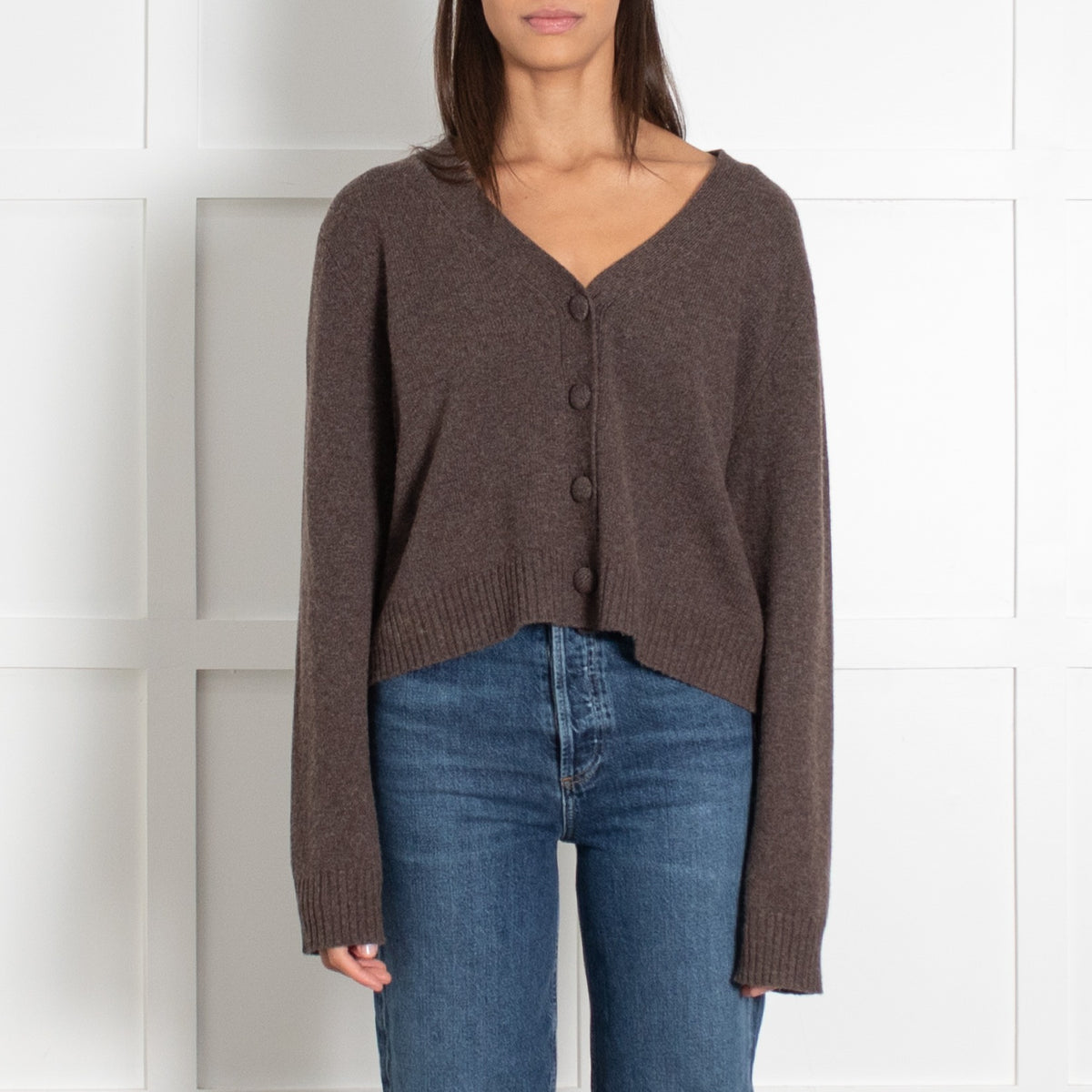 Velvet by Graham & Spencer Brown Button Front Wool Mix Cardigan - Image 2