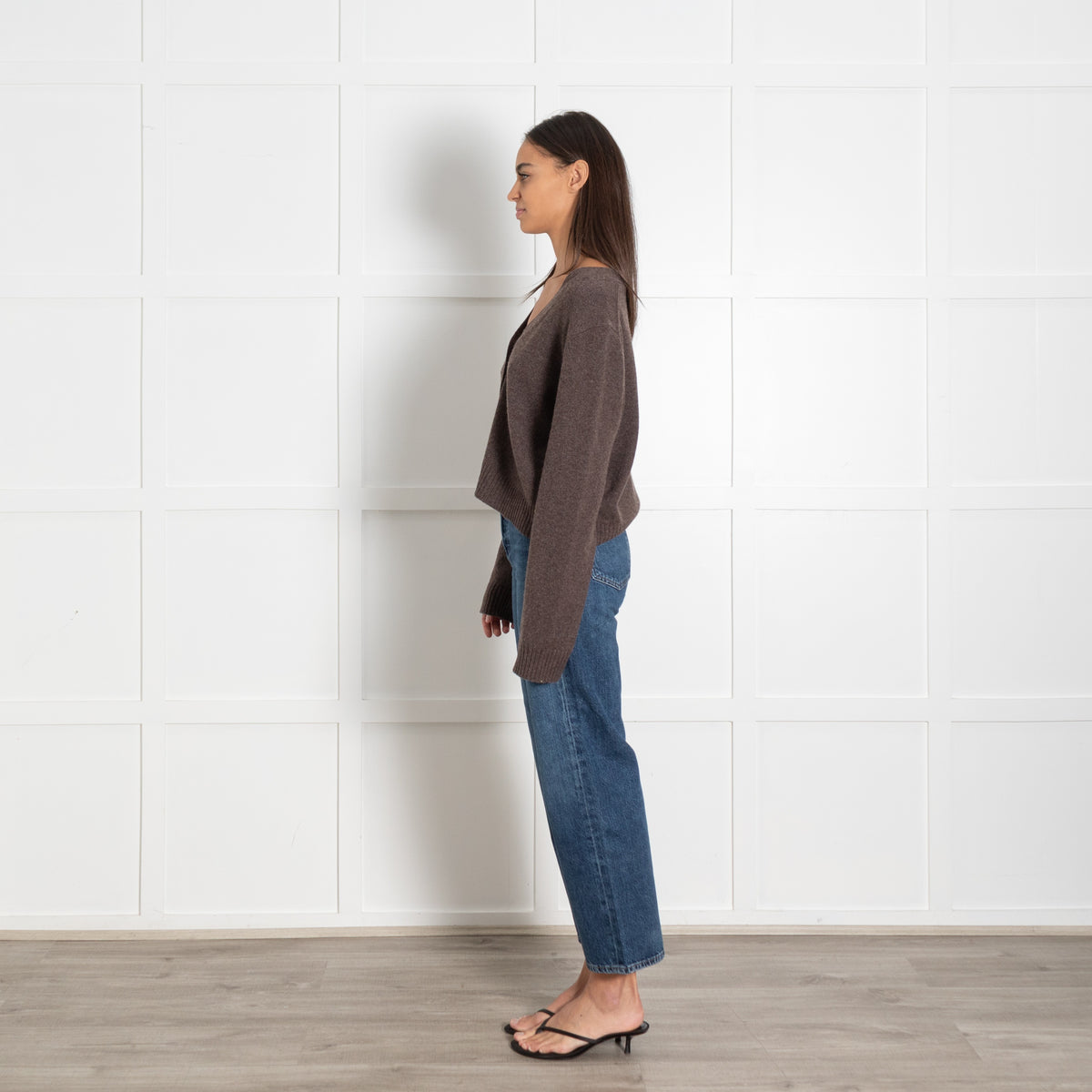 Velvet by Graham & Spencer Brown Button Front Wool Mix Cardigan - Image 4