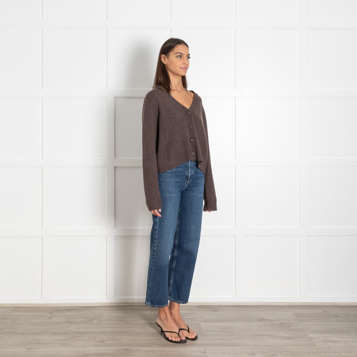 Velvet by Graham & Spencer Brown Button Front Wool Mix Cardigan - Image 7