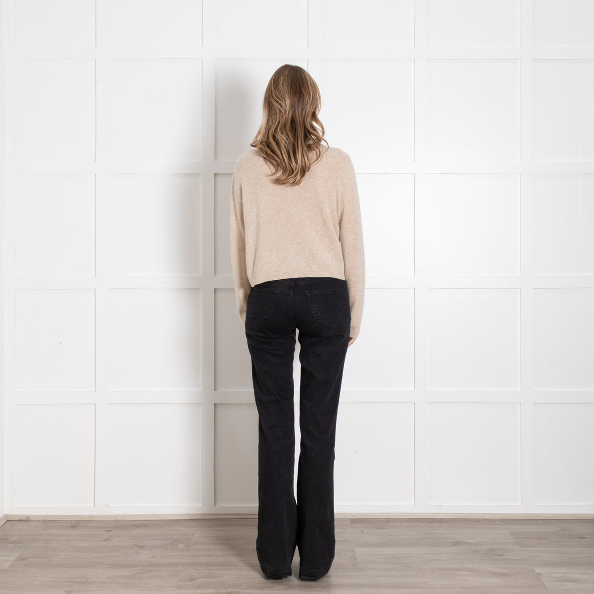 Velvet with Cleo Wade Beige Round Neck Cardigan with Covered Buttons - Image 5