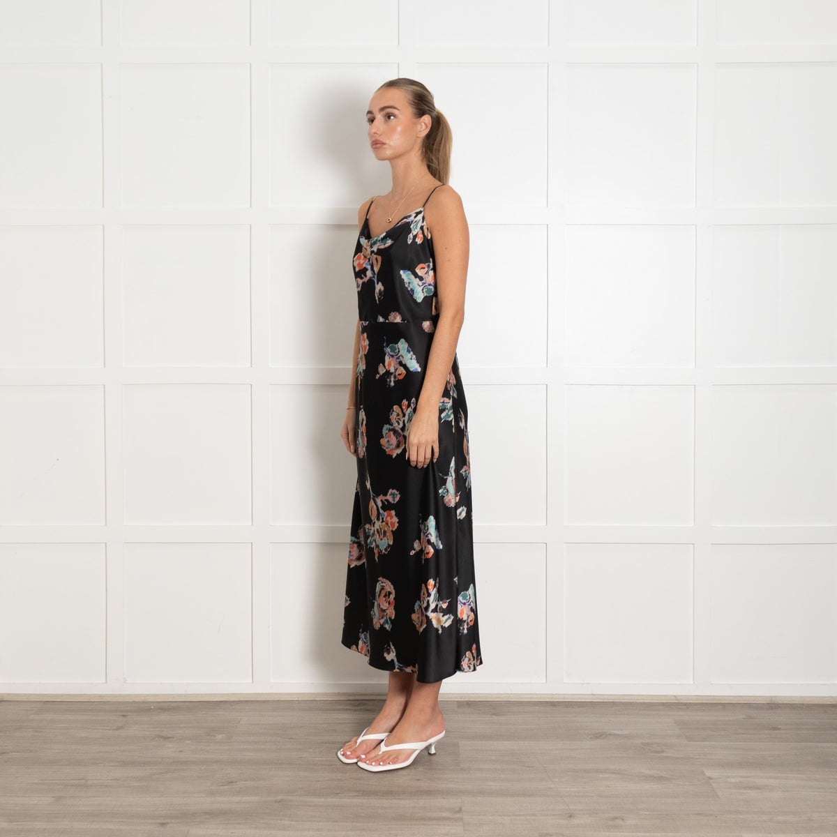 Vince Back Multi Abstract Floral Print Strappy Maxi Dress - Image 3