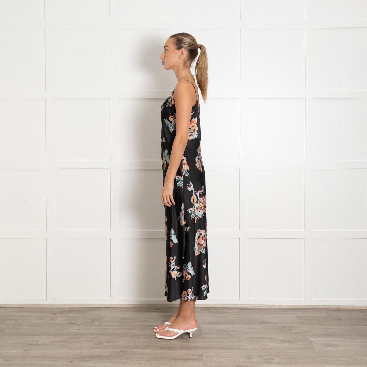 Vince Back Multi Abstract Floral Print Strappy Maxi Dress - Image 4