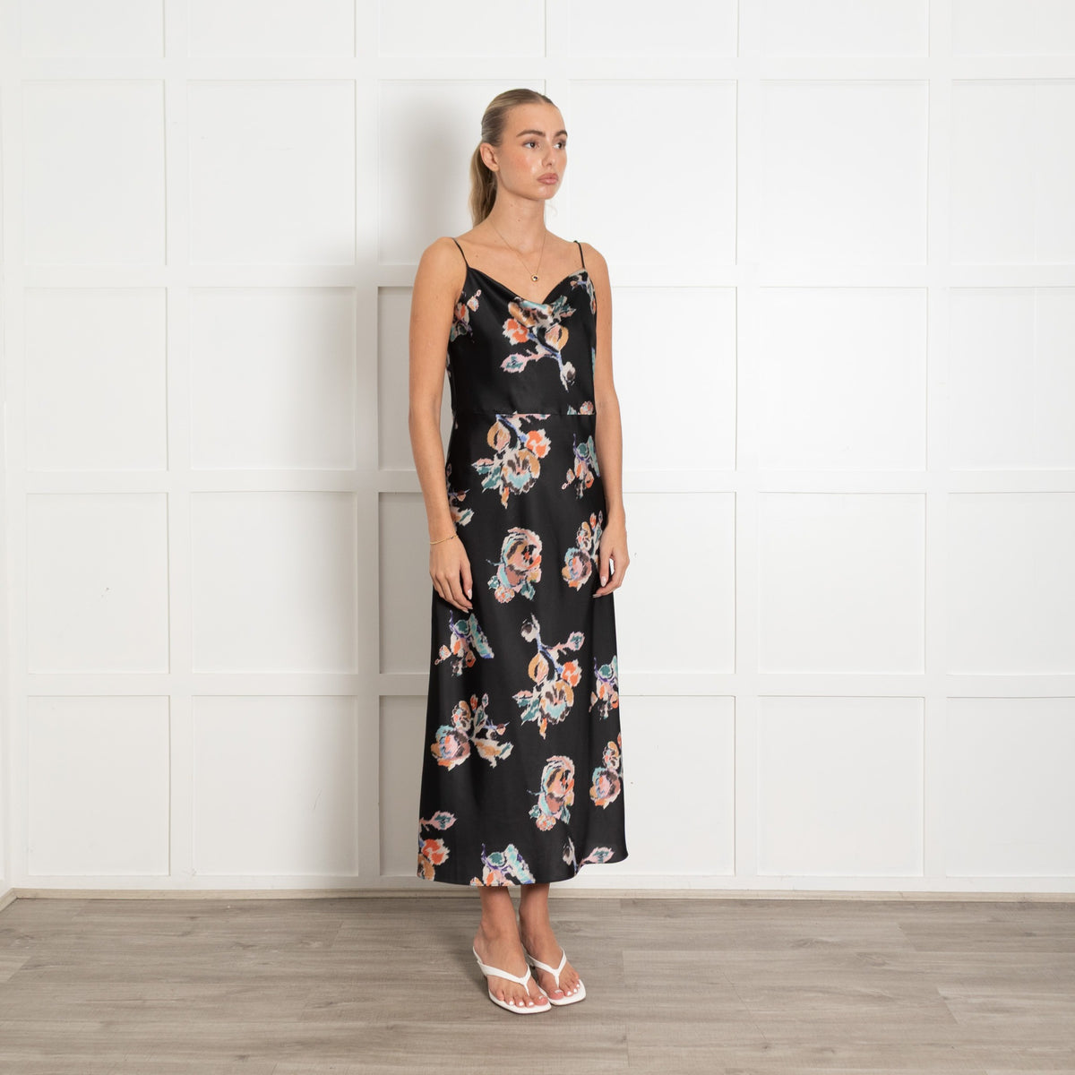 Vince Back Multi Abstract Floral Print Strappy Maxi Dress - Image 7
