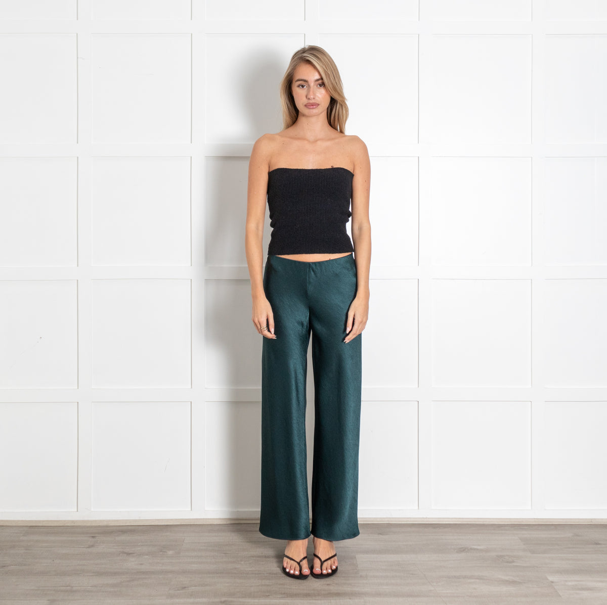 Vince Dark Green High Waist Fluid Satin Trousers - Image 1