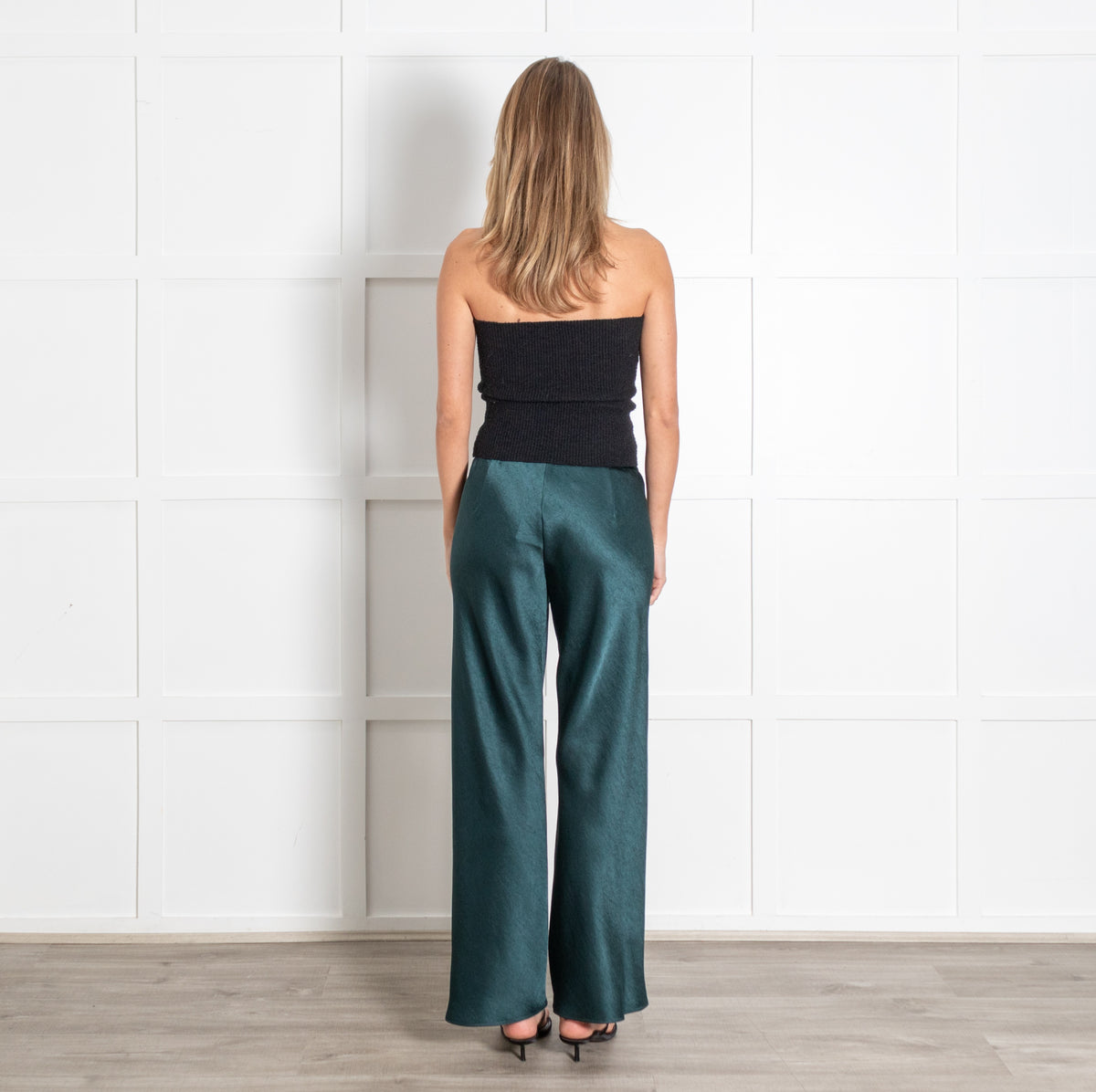 Vince Dark Green High Waist Fluid Satin Trousers - Image 5