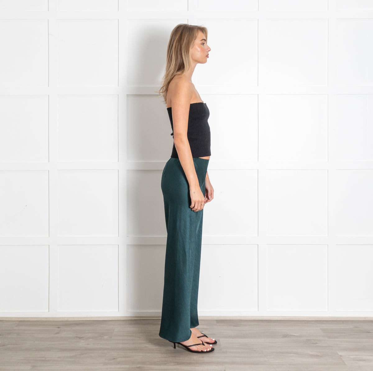 Vince Dark Green High Waist Fluid Satin Trousers - Image 6