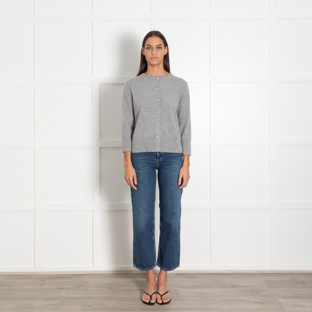 Vince Grey Pearl Button Cardigan - Image 1