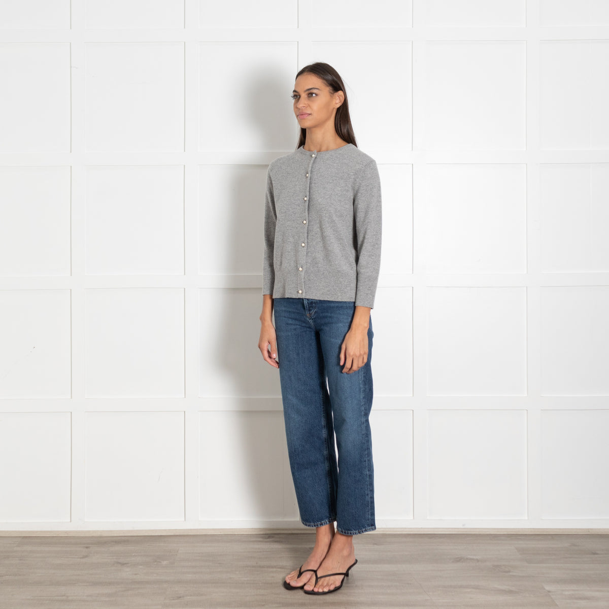 Vince Grey Pearl Button Cardigan - Image 3