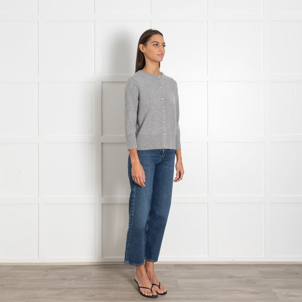 Vince Grey Pearl Button Cardigan - Image 7