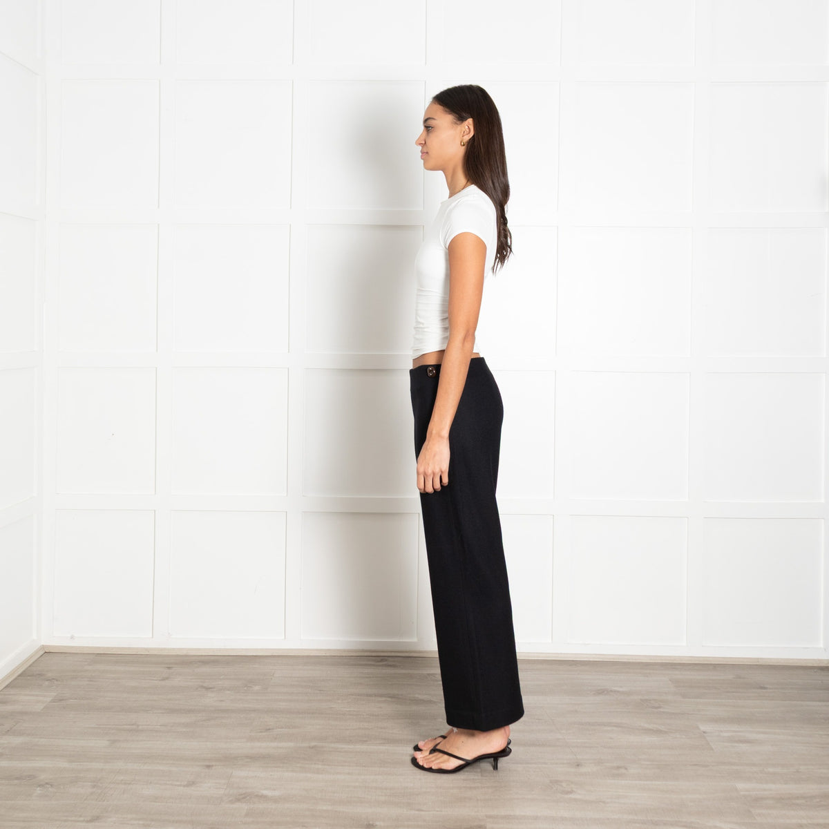 Vince Wool Mix Black Crop Wide Trousers - Image 4
