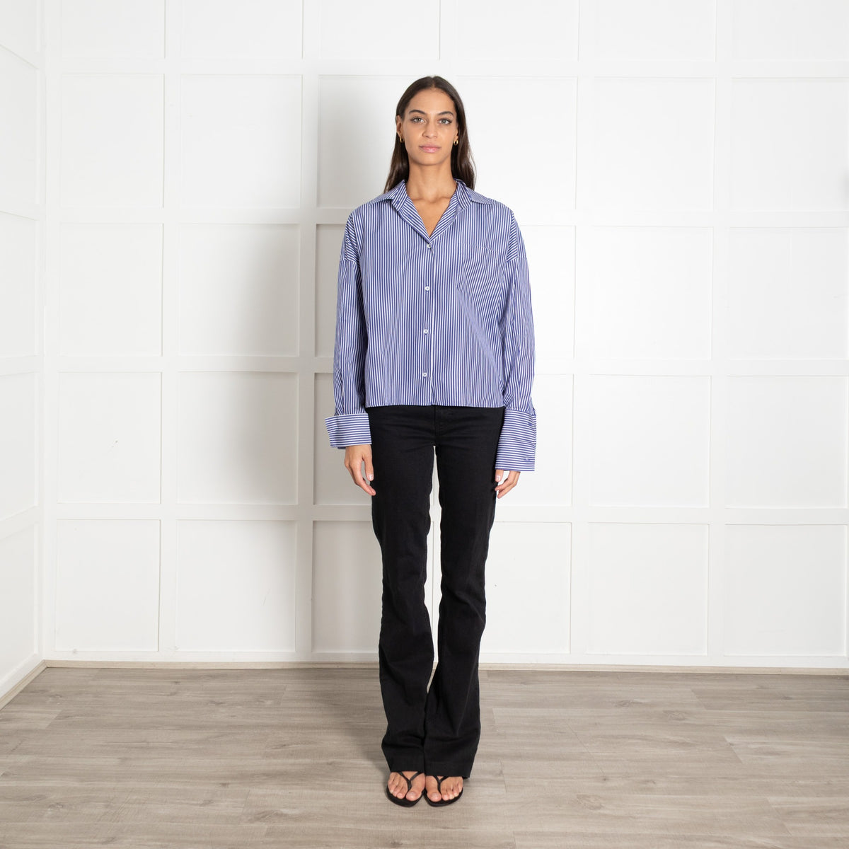 Weekend Maxmara Blue & White Stripe Cotton Shirt - Image 1