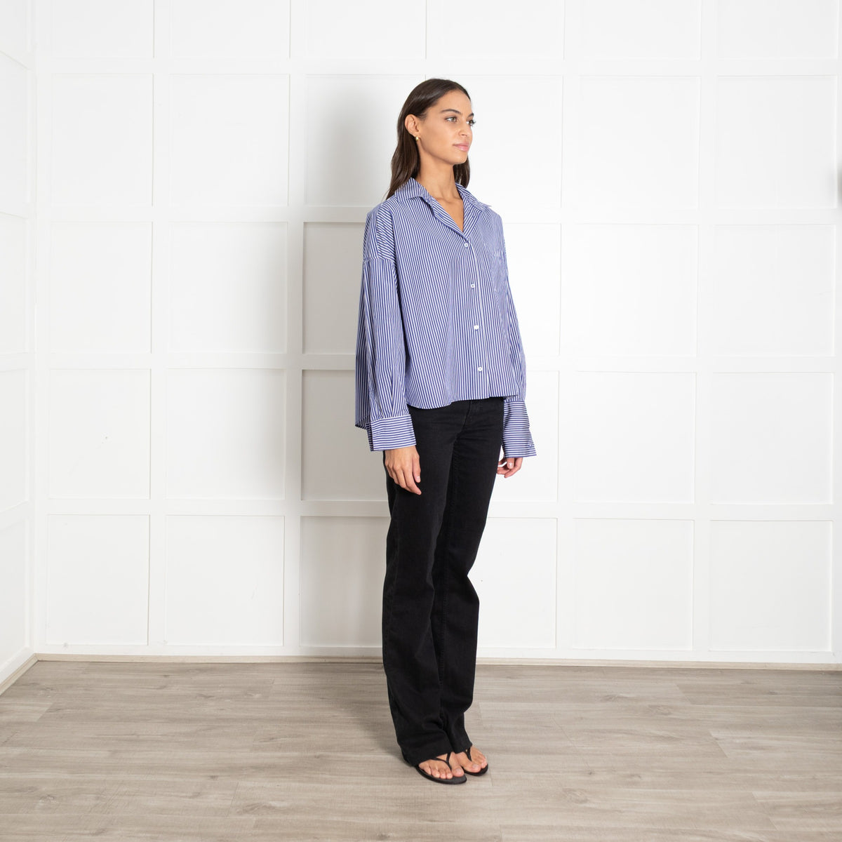 Weekend Maxmara Blue & White Stripe Cotton Shirt - Image 5