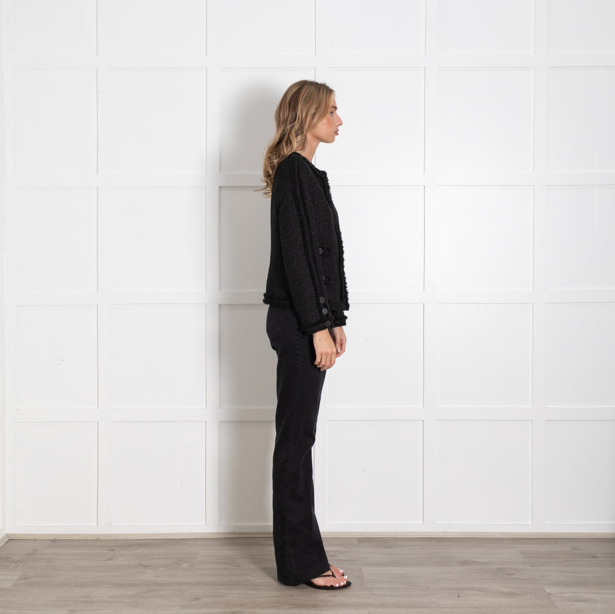 Weill Black Fringe Trim Tweedy Jacket - Image 6