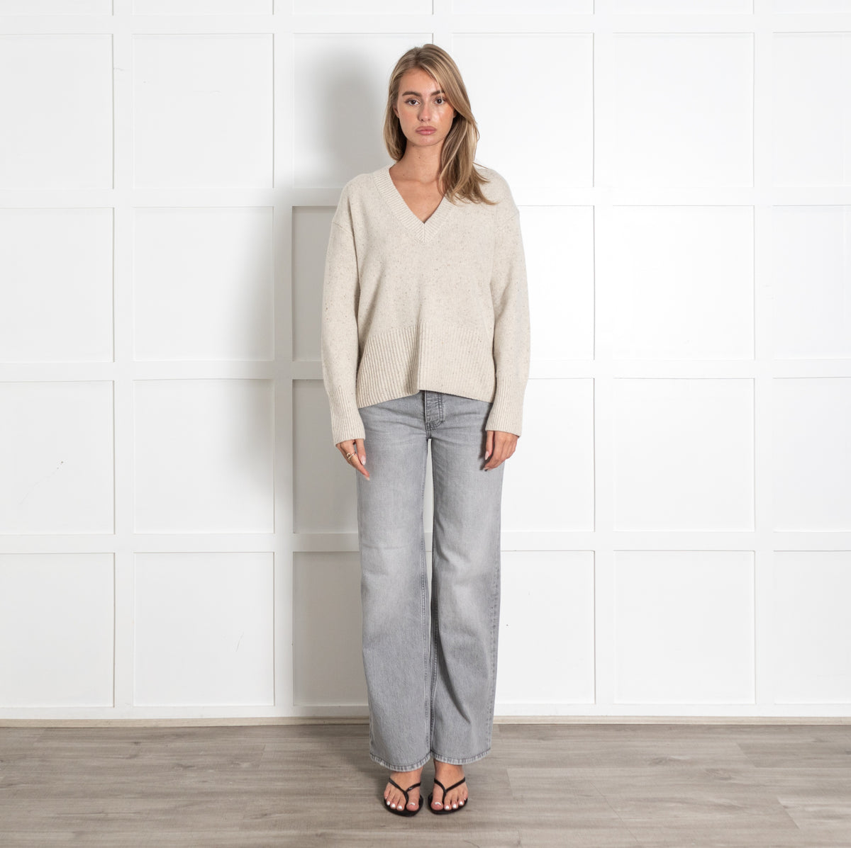 The White Company Wool Donegal V-Neck Sweater - Image 1
