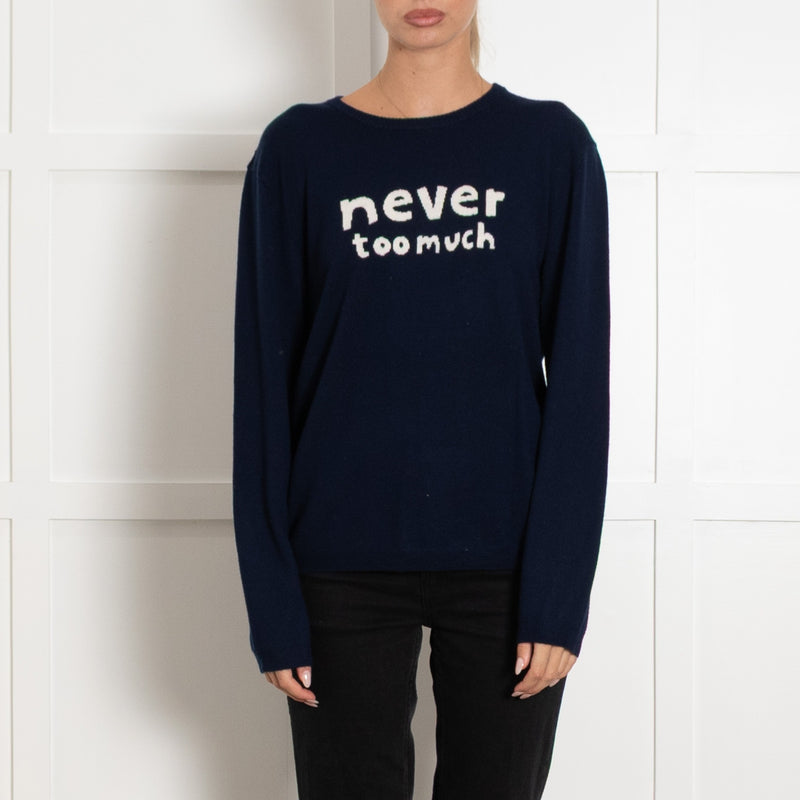 Wyse Merino Wool Never Too Much Logo Navy Knit - Image 2
