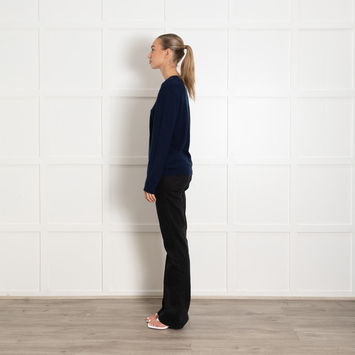 Wyse Merino Wool Never Too Much Logo Navy Knit - Image 4