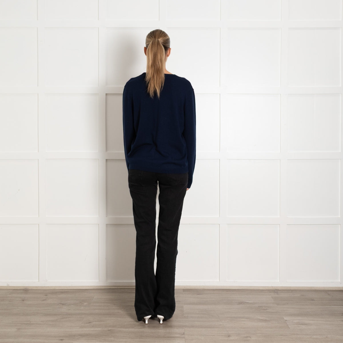 Wyse Merino Wool Never Too Much Logo Navy Knit - Image 5