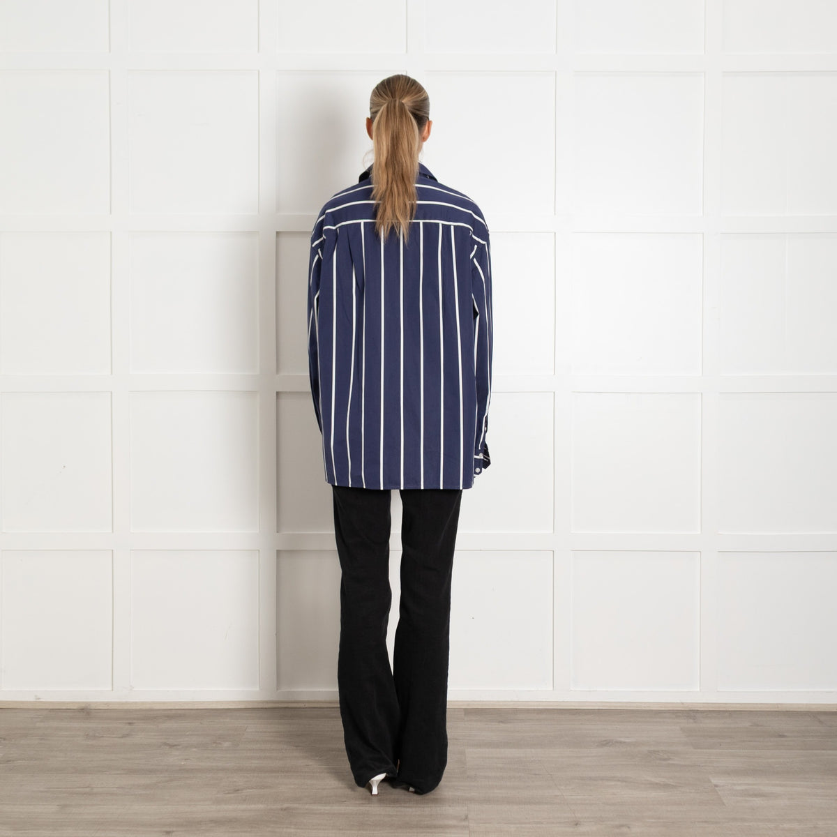 Yaitee Blue and White Stripe Oversized Shirt with Pockets - Image 5