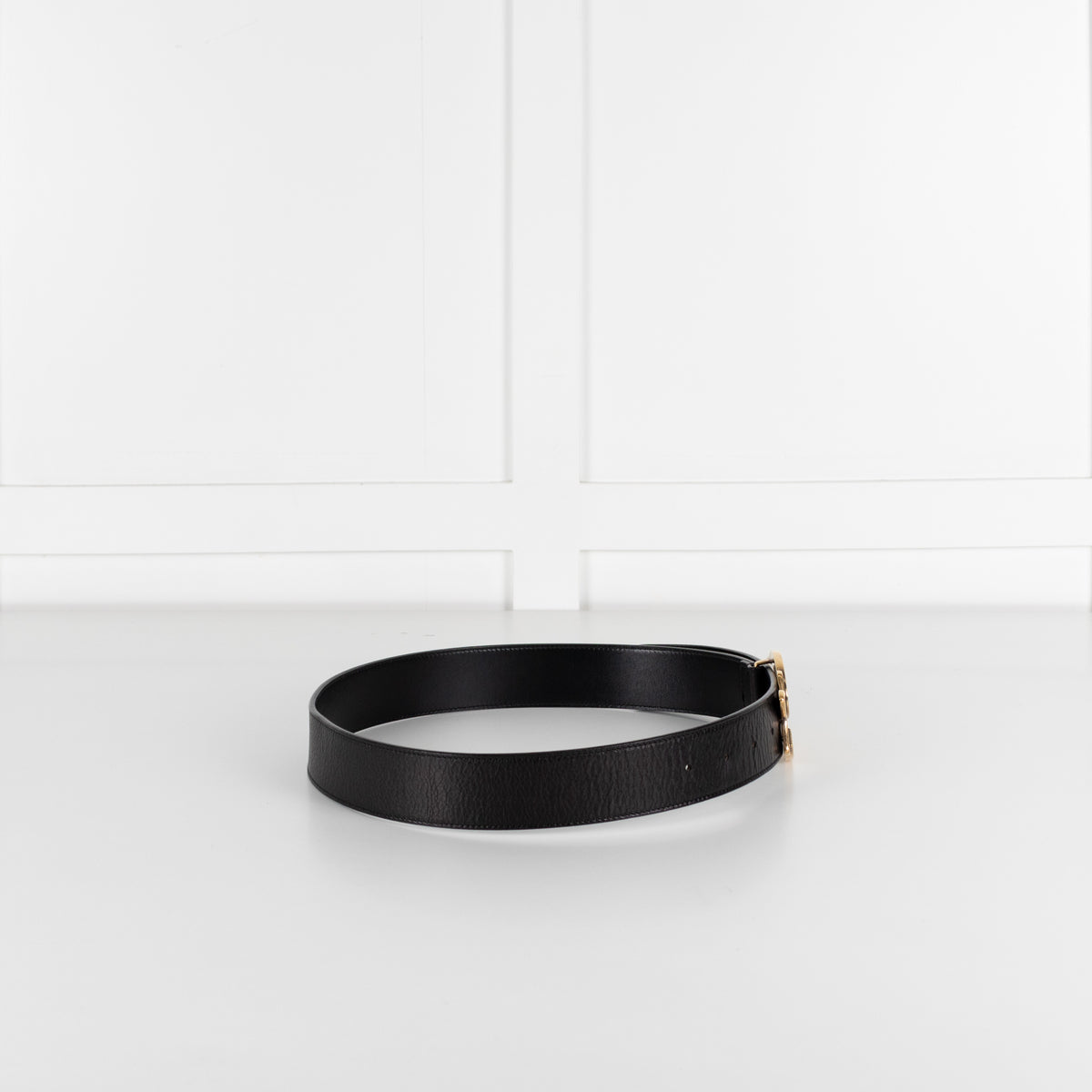 Yves Saint Laurent Black Belt With Gold Logo Buckle - Image 4