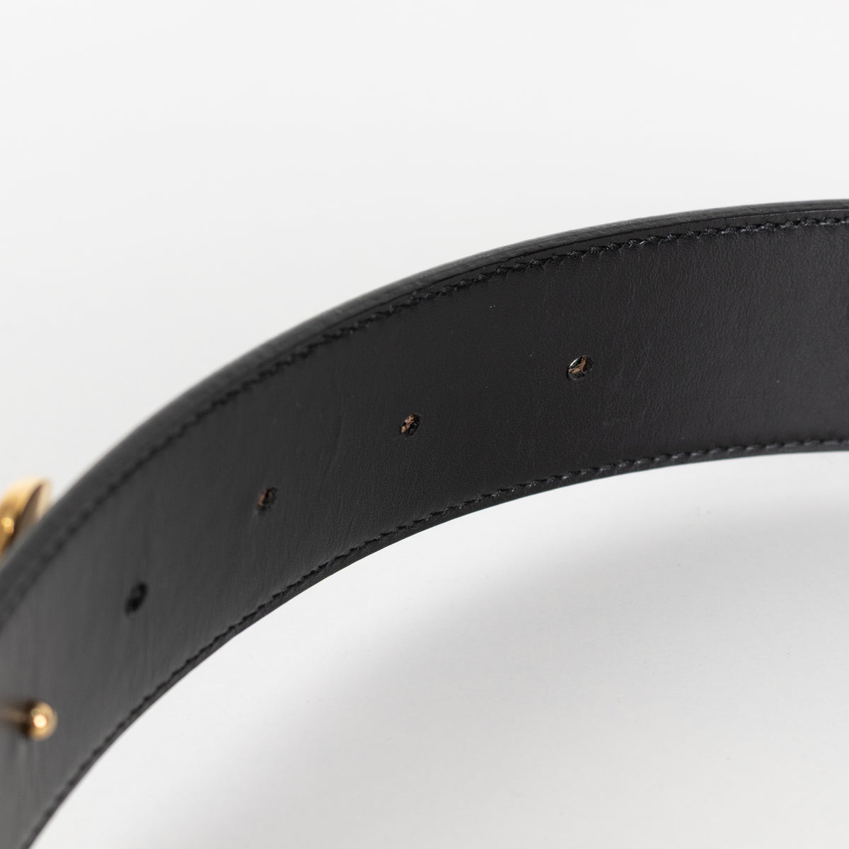 Yves Saint Laurent Black Belt With Gold Logo Buckle - Image 9