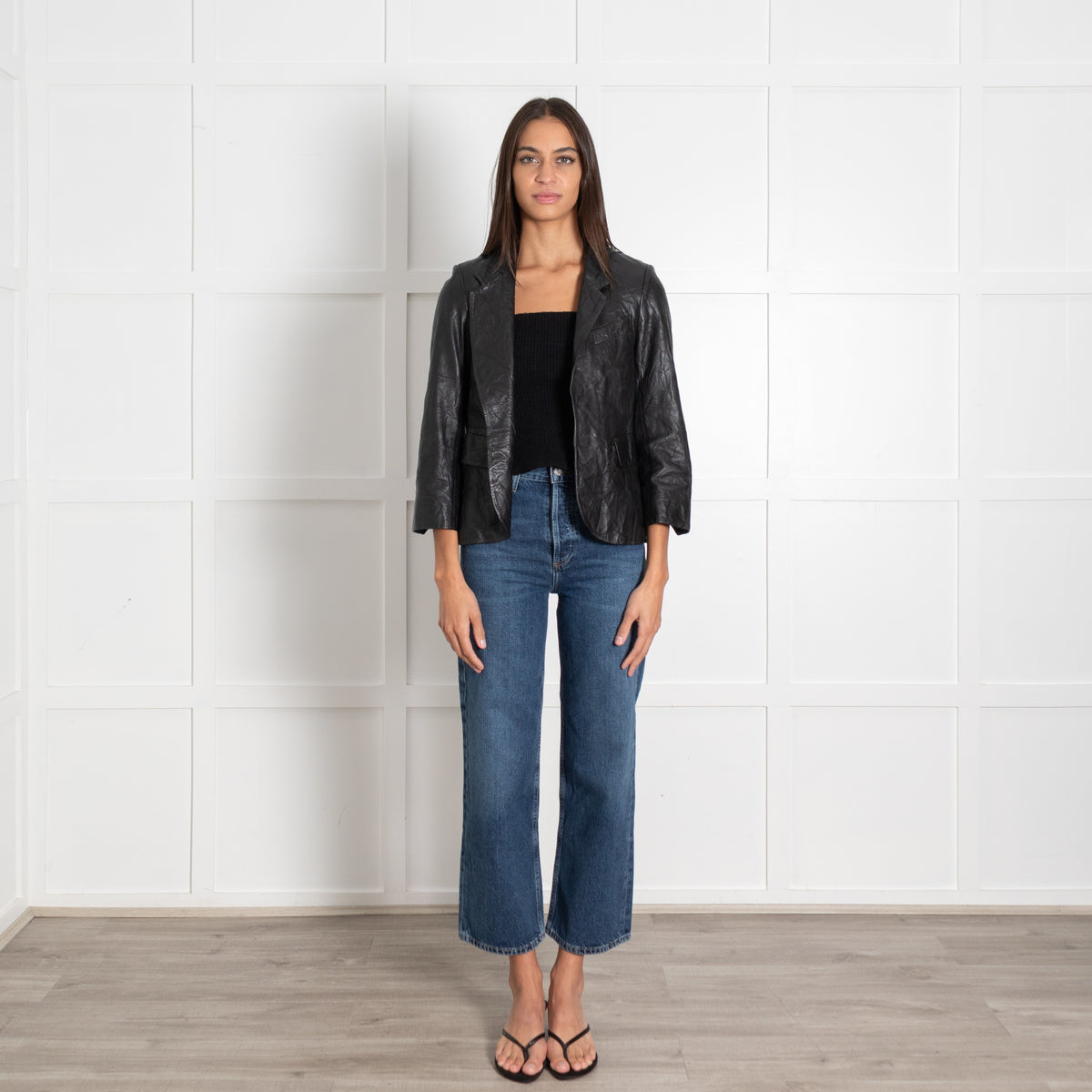 Zadig & Voltaire Preloved Black Crinkle Leather Jacket - Image 1