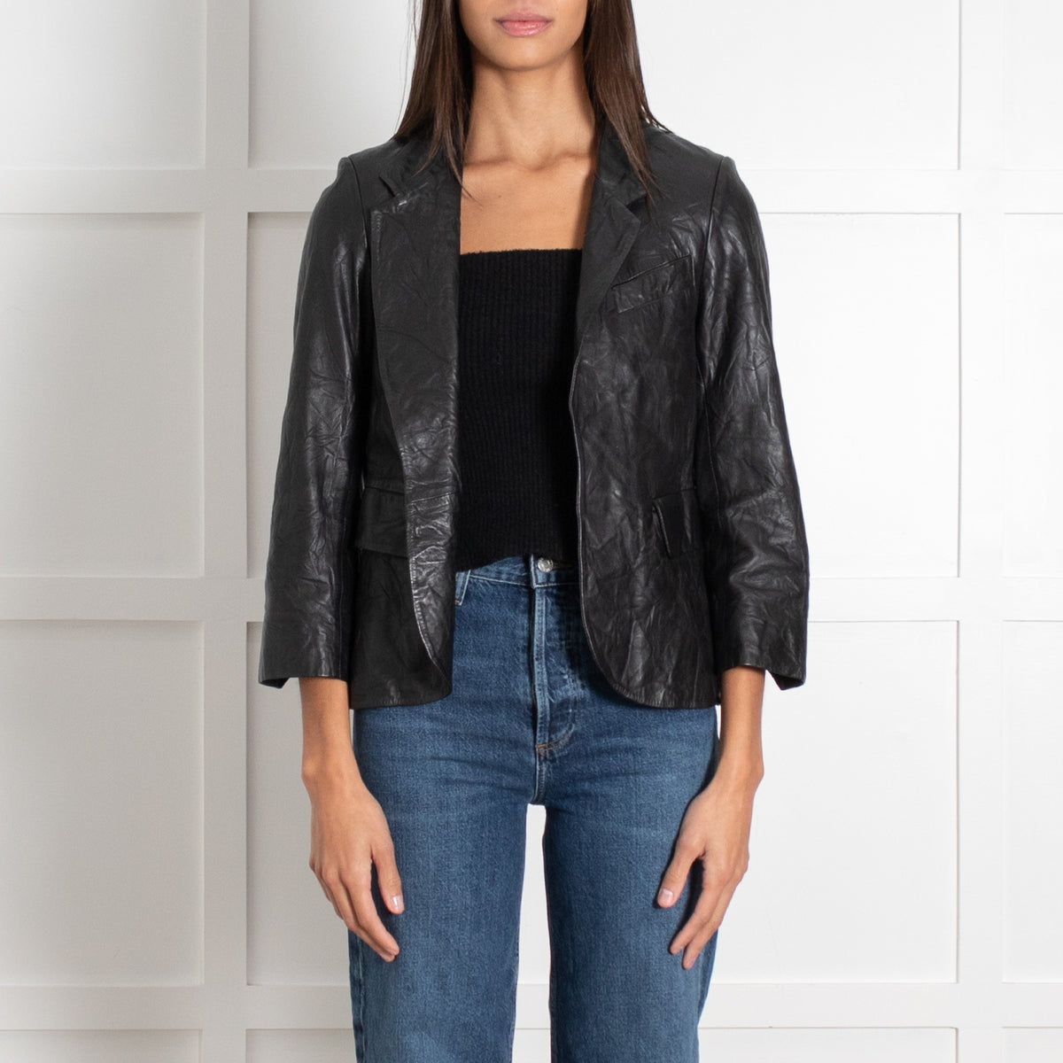 Zadig & Voltaire Preloved Black Crinkle Leather Jacket - Image 2
