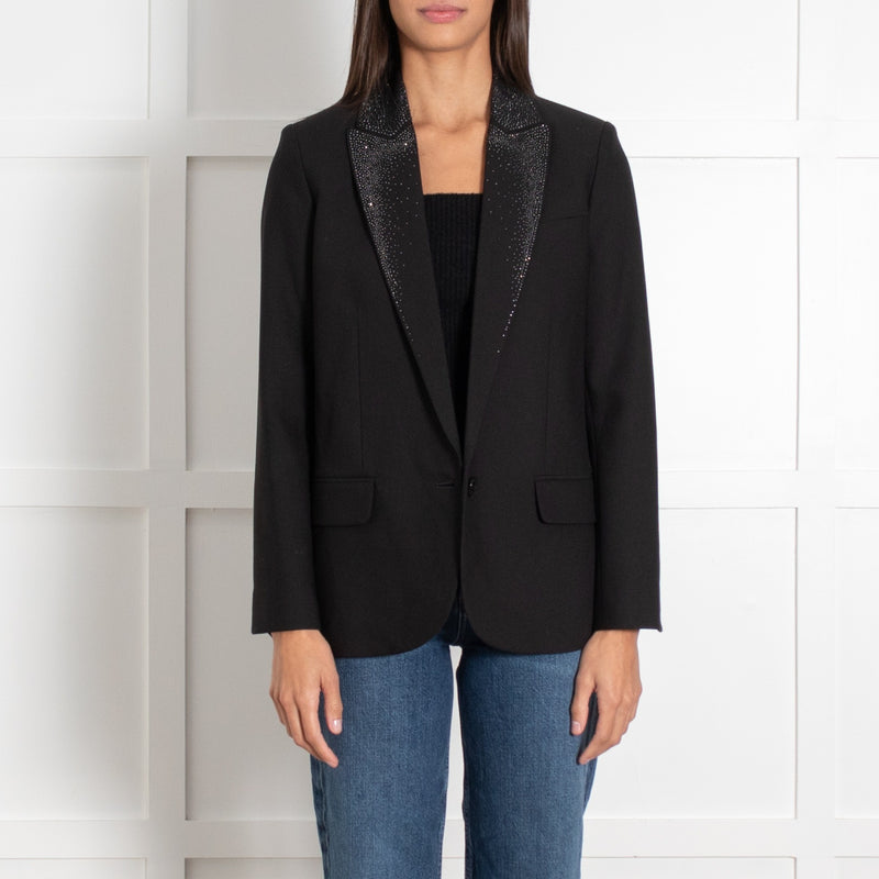 Zadig & Voltaire Preloved Black Rhinestone Embellished Blazer - Image 1