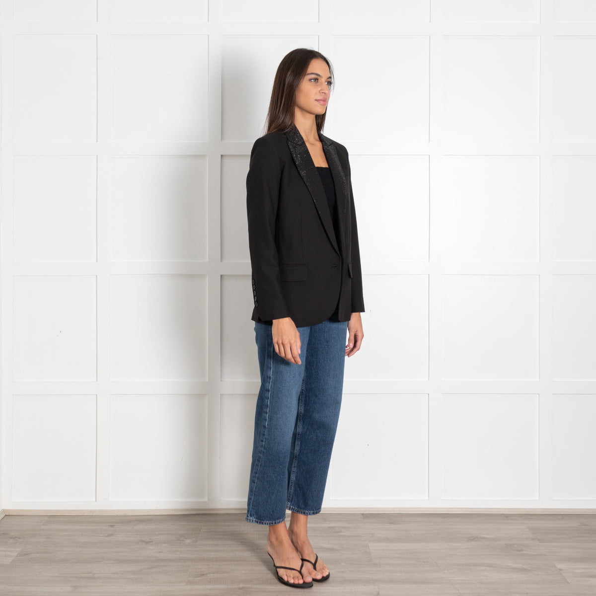 Zadig & Voltaire Preloved Black Rhinestone Embellished Blazer - Image 6