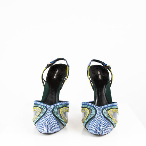 Armani Blue and Green Swirl Crystal Heels