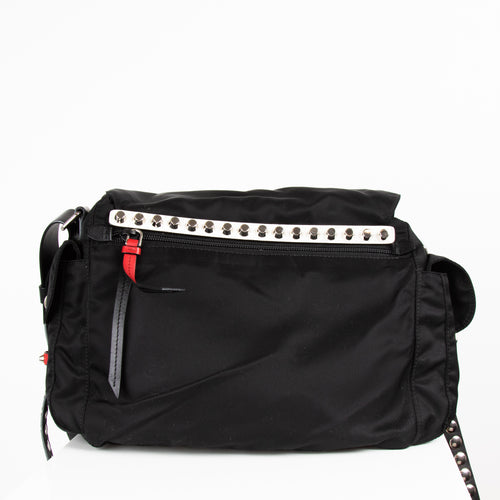 Prada Nylon New Vela Studded Messenger Bag