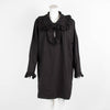 MSGM Black Ruffled Trim Big Collar Tunic Dress