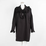 MSGM Black Ruffled Trim Big Collar Tunic Dress