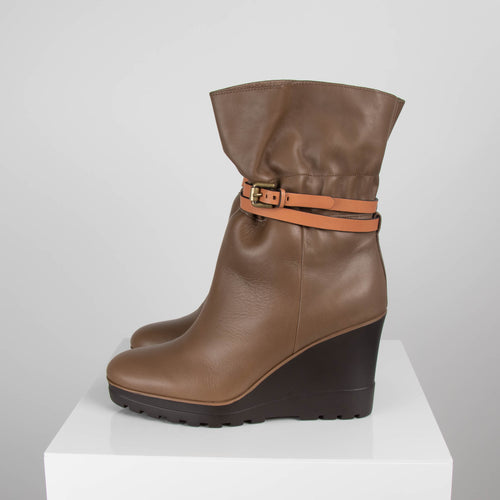 See By Chloe Bootie Wedge Taupe High Heel