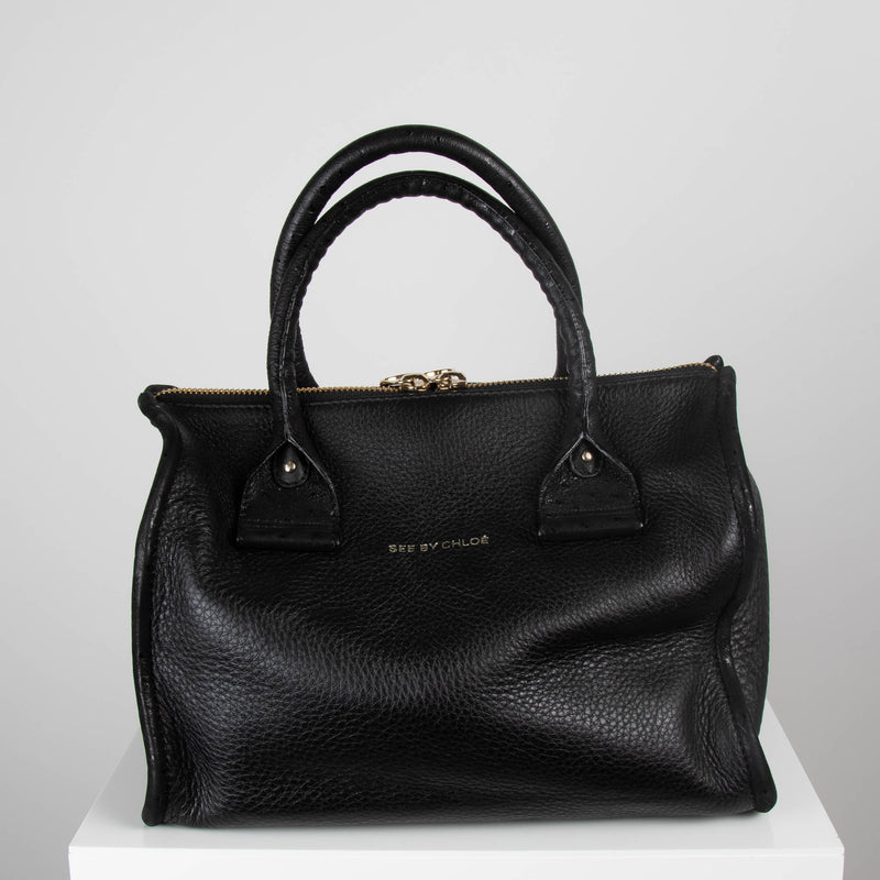 See By Chloe Black Leather Bowling Bag