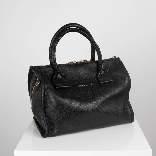 See By Chloe Black Leather Bowling Bag