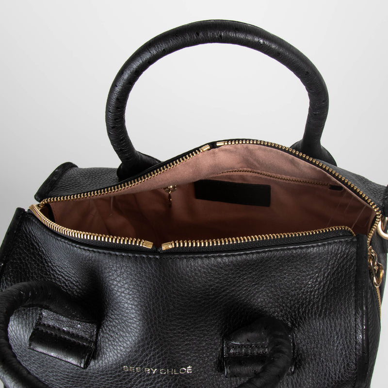 See By Chloe Black Leather Bowling Bag