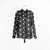 Moschino Black Polka Dot Tie Neck Blouse