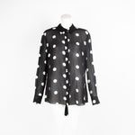 Moschino Black Polka Dot Tie Neck Blouse